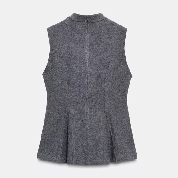 Zara Gray Sleeveless Tank Soft Peplum Top - Picture 7 of 9